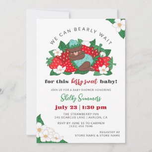 Berry Sweet Baby Blue Strawberry Boy Baby Shower Invitation