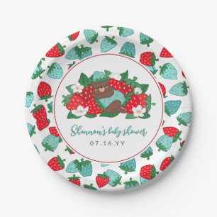 Berry Sweet Baby Blue Strawberry Boy Baby Shower Paper Plates