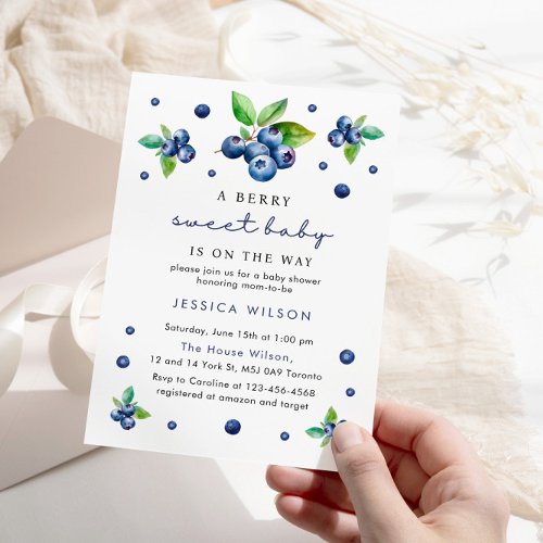 Berry Sweet Baby Blueberry Baby Shower Invitation