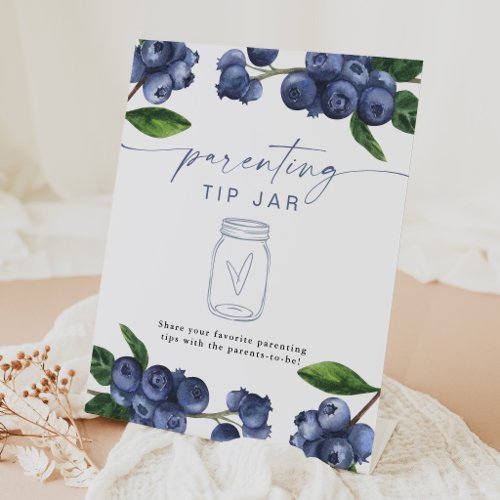 Berry Sweet Baby Blueberry Parenting Tip Jar Pedestal Sign