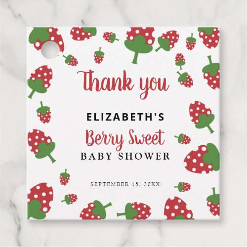 Berry Sweet Baby Cute Strawberry Modern Thank you Favor Tags