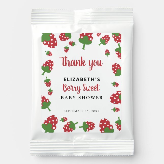 Berry Sweet Baby Cute Strawberry Modern Thank you Hot Chocolate Drink Mix (Front)