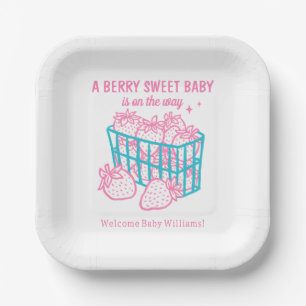 Berry Sweet Baby Doodle Pink Strawberry Girl Paper Plates