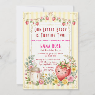 Berry Sweet Baby Girl 2nd Birthday Invitation