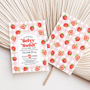 Berry Sweet Baby Girl Strawberry Baby Shower Invitation