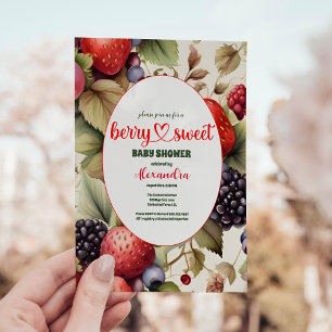 Berry Sweet Baby Girl Strawberry Baby Shower Invitation