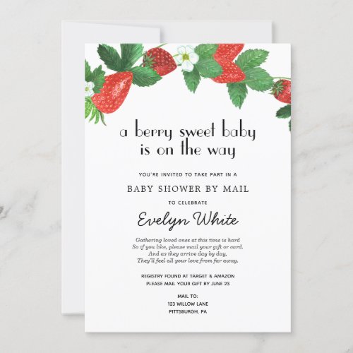 Berry Sweet Baby is on the Way Baby Shower by Mail Invitation