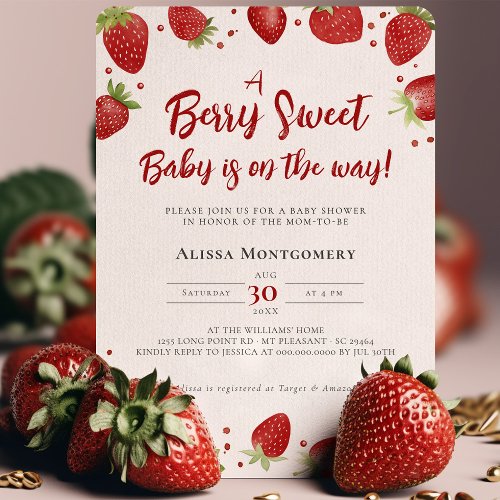 Berry Sweet Baby is on the Way Strawberry Shower Invitation
