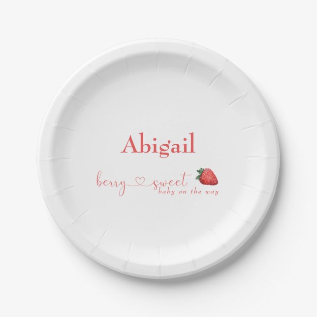 Berry Sweet Baby on the Way Baby Shower Paper Plates (Front)
