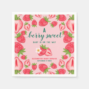 Berry Sweet Baby On The Way Strawberry Baby Shower Napkins