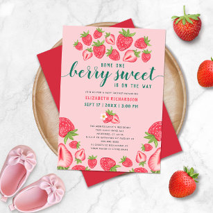 Editable Strawberry Baby Shower Invitation Berry Sweet Baby Shower Invite  Berry Sweet Baby Shower Invite Printable 236V1 1 -  Norway