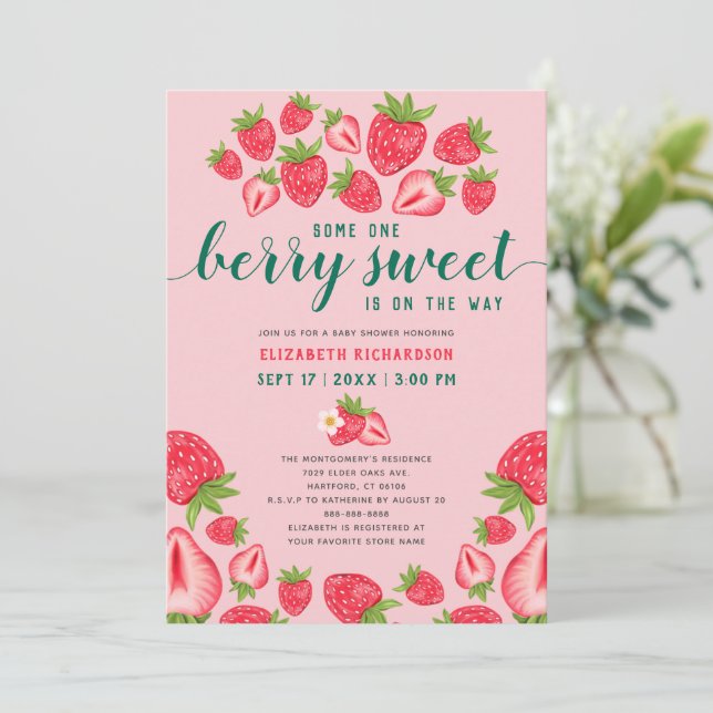 Berry Sweet Baby On Way Strawberry Baby Shower Invitation