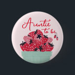 Berry Sweet Baby Shower Auntie Button<br><div class="desc">Place this button on the Auntie-to-be! This berry sweet design features a basket of freshly picked watercolor strawberries in a berry basket. Along with a playful heart script font. Easily change the background color! See the entire collection for more matching items!</div>