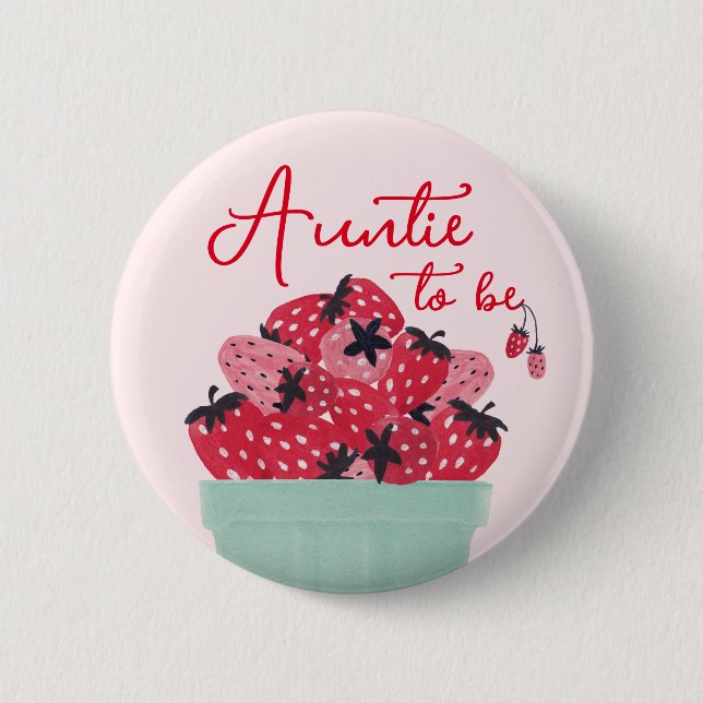Berry Sweet Baby Shower Auntie Button (Front)
