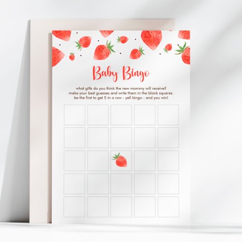 Berry Sweet Baby Shower Baby Bingo Game Card