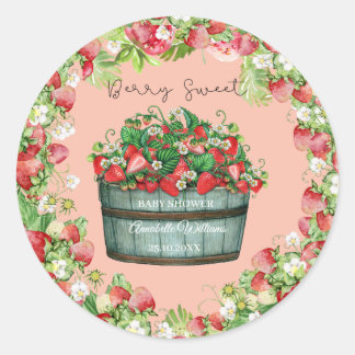 berry sweet baby shower baby shower invitation classic round sticker