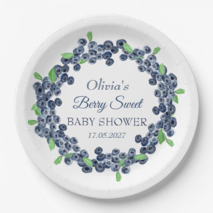 Berry Sweet Baby Shower Blueberry Baby Girl Boy Paper Plates