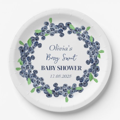 Berry Sweet Baby Shower Blueberry Baby Girl Boy Paper Plates