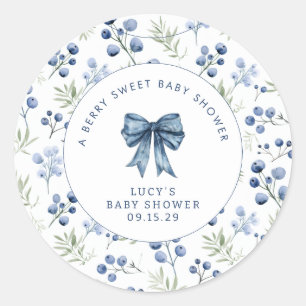 Berry Sweet Baby Shower Blueberry Bow Classic Rou Classic Round Sticker