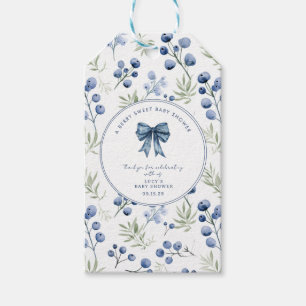 Berry Sweet Baby Shower Blueberry Bow Square Gift Tags