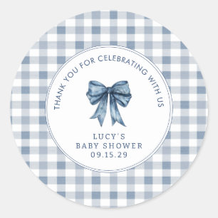 Berry Sweet Baby Shower Blueberry Bow Thank You Classic Round Sticker