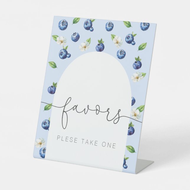 Berry Sweet Baby Shower Blueberry Favors Pedestal Sign (Front)