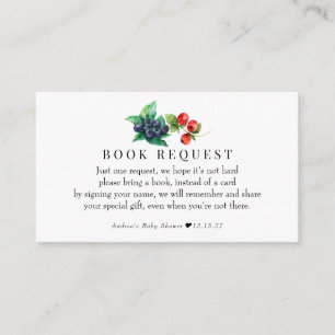 Berry Sweet  Baby Shower Books For Baby Enclosure Card