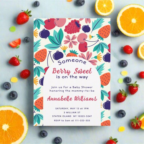 Berry Sweet Baby Shower Colorful Fruit Summer  Invitation