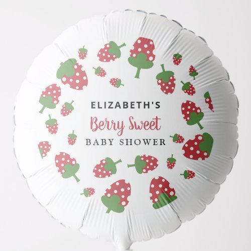 Berry Sweet Baby Shower Cute Strawberry Custom Balloon