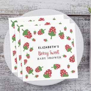 Berry Sweet Baby Shower Cute Strawberry Custom Napkins