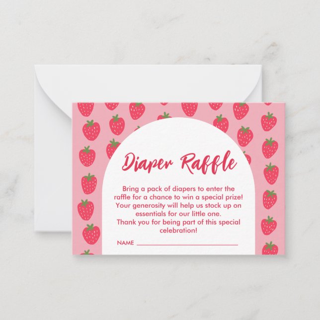 Berry Sweet Baby Shower Diaper Raffle Card (Front)