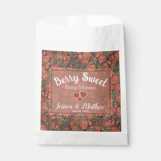 Berry Sweet Baby Shower Favor Bags - Strawberries (Front)
