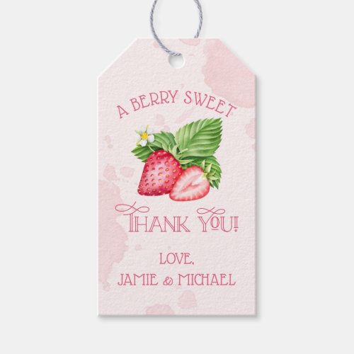 Berry Sweet Baby Shower Favor Tags Strawberry Gift Tags