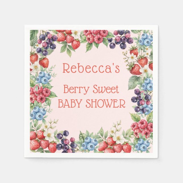 Berry Sweet Baby Shower frame of berries Napkins (Front)