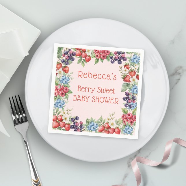 Berry Sweet Baby Shower frame of berries Napkins (Creator Uploaded)