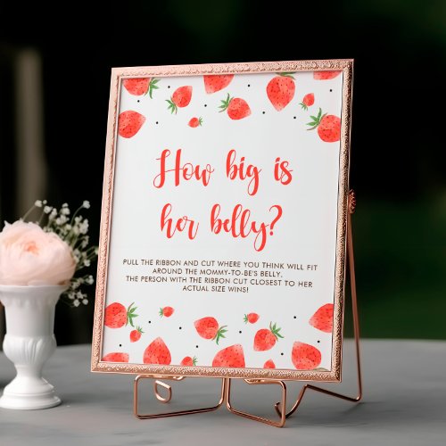Berry Sweet Baby Shower Game Sign How Big Is Belly