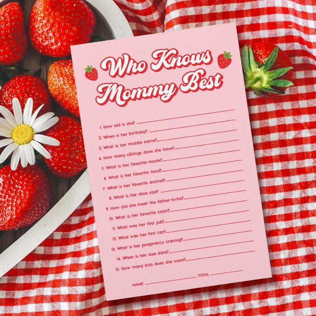Berry Sweet Baby Shower Game Who Knows Mommy Best (Creator Uploaded)