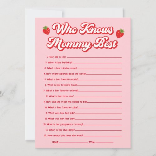 Berry Sweet Baby Shower Game Who Knows Mommy Best Invitation