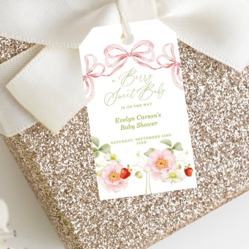 Berry Sweet Baby Shower Gingham Cottagecore Favor Gift Tags
