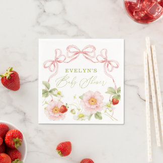 Berry Sweet Baby Shower Gingham Favor Tag Napkins