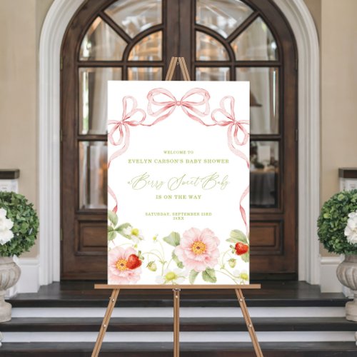 Berry Sweet Baby Shower Gingham Welcome Sign