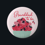 Berry Sweet Baby Shower Granddad Button<br><div class="desc">Place this button on the Granddad-to-be! This berry sweet design features a basket of freshly picked watercolor strawberries in a berry basket. Along with a playful heart script font. Easily change the background color! See the entire collection for more matching items!</div>