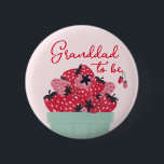 Berry Sweet Baby Shower Granddad Button<br><div class="desc">Place this button on the Granddad-to-be! This berry sweet design features a basket of freshly picked watercolor strawberries in a berry basket. Along with a playful heart script font. Easily change the background color! See the entire collection for more matching items!</div>