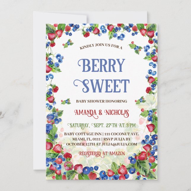 Berry Sweet Baby Shower  Invitation (Front)