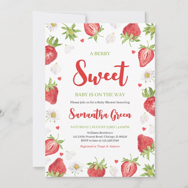 Berry Sweet Baby Shower Invitation (Front)