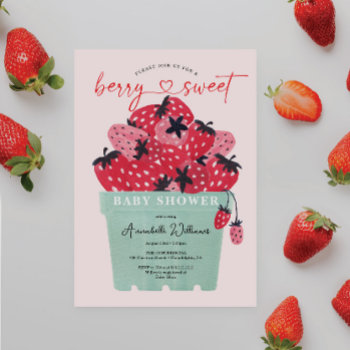 Berry Sweet Baby Shower Invitation Strawberry by CreativeUnionDesign at Zazzle