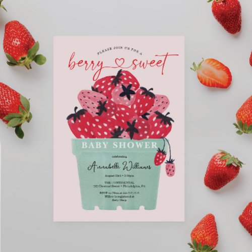 Berry Sweet Baby Shower Invitation Strawberry