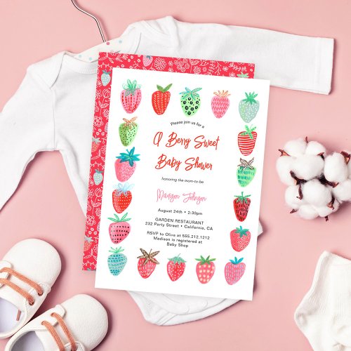 Berry Sweet Baby Shower Invitation Strawberry