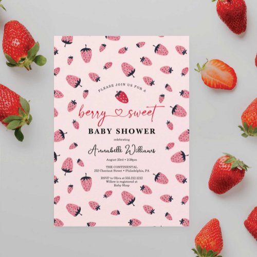 Berry Sweet Baby Shower Invitation Strawberry