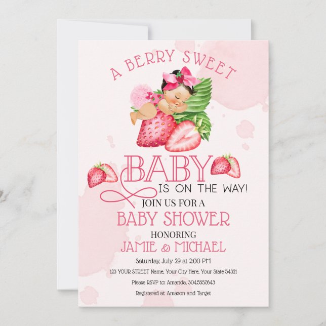Berry Sweet Baby Shower Invitation! Sweet Baby!  Invitation (Front)